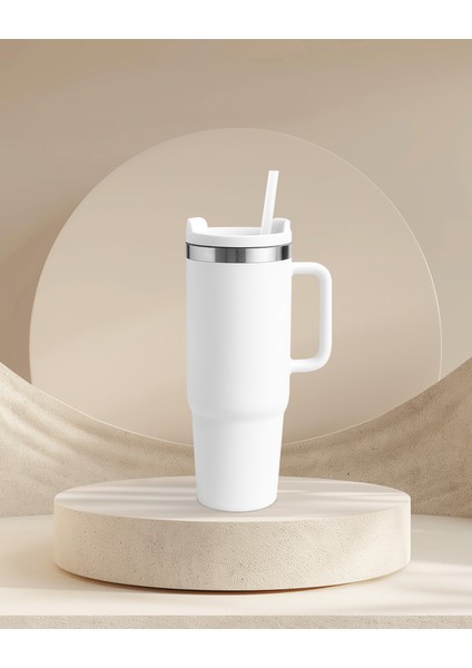 Beyaz Paslanmaz Çelik Termos Pipetli 1200ML modelleri