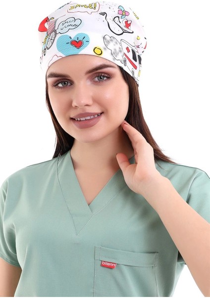 Dijital Unisex Desenli Bone - 6503 Beyaz Stetoskop