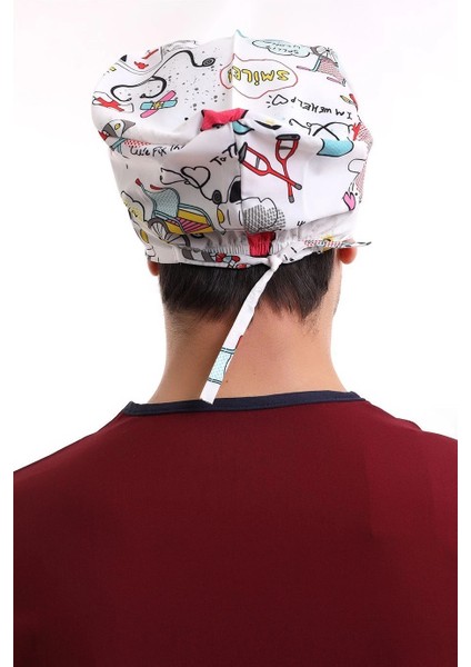 Dijital Unisex Desenli Bone - 6503 Beyaz Stetoskop modelleri