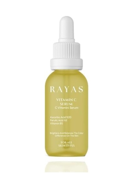 Leke Karşıtı Aydınlatıcı Vitamin C Serum Glutatyon, Ferulic Asit,%20 Ascorbic Asit 30 ml