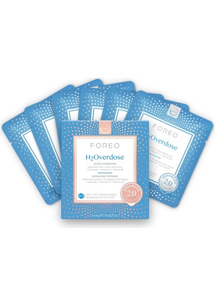H2OVERDOSE Advanced Collection 2.0 Ufo Aktif Maske - Nemlendirici - Güzellik ve Kişisel Bakım - Hyaluronik Asit ve E Vitamini - Tüm Cilt Tipleri - Kuru ve Pullanan Cilt - 1 Pakette 6 Adet fiyatları