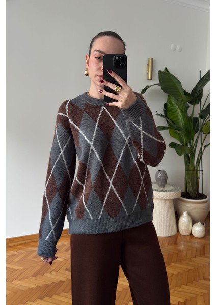 Baklava Desenli Triko Kazak- Antrasit fiyatları