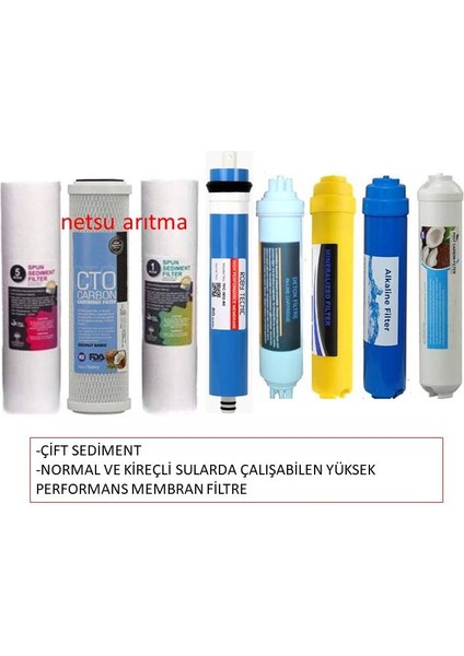 -Açık Kasa Su Arıtma Cihazı Filtresi,8 li Filtre Seti