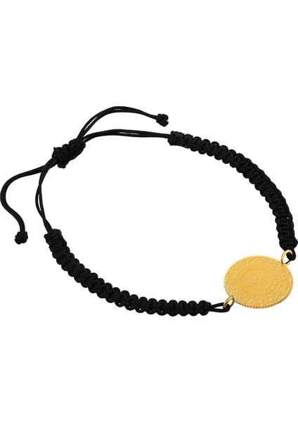 22 Ayar Yarım Altınlı Siyah Ipli Bileklik modelleri