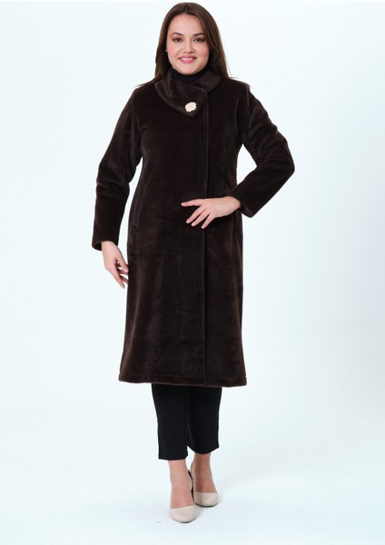 Aysefa Kadın Büyük Beden Fok Kumaş Astarlı Şal Yaka Kaban fiyatları