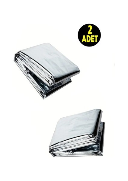 2 Adet Gümüş Su Geçirmez Acil Durum Ilk Yardım Termal Deprem Nem Sıcak Soğuktan Koruma Battaniyesi