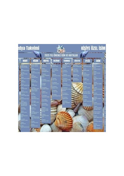 2025 Kişiye Özel Sosyal Medya Takvimi - Özel Günlerle Dolu Eğlenceli Duvar Afişi Çakıl
