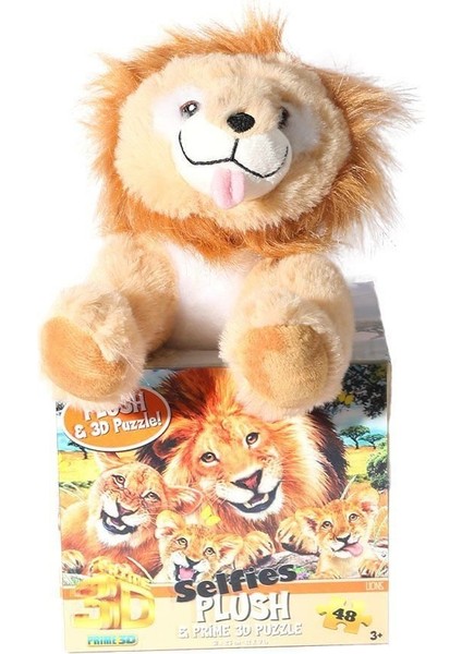 Prm 15803 Prime 3D Aslan Peluş Selfie 48 Parça Puzzle Kız Erkek Çocuk Oyuncak Eğitici Oyuncaklar
