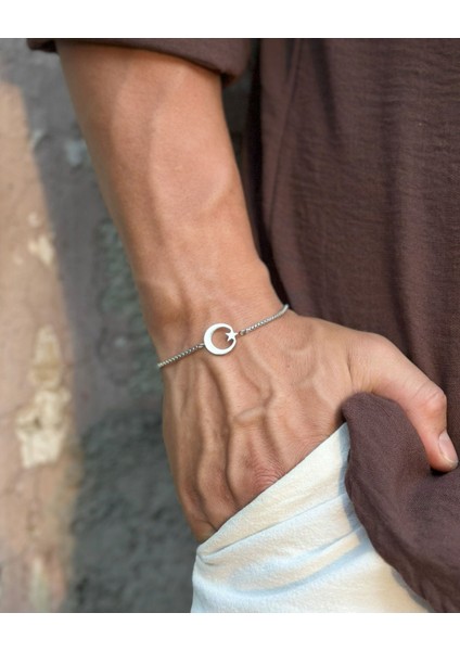 Erkek Ay Yıldız Çelik Bileklik