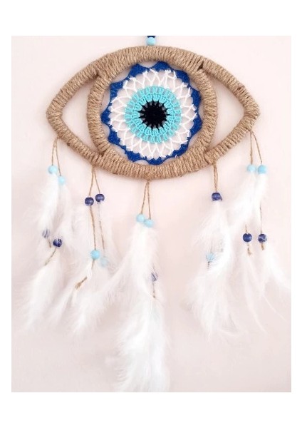 Göz Model Nazar Boncuğu Motifli Kuş Tüylü El Yapımı Düş Kapanı Duvar Dekoru fiyatları