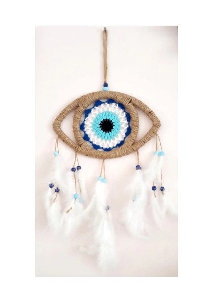Göz Model Nazar Boncuğu Motifli Kuş Tüylü El Yapımı Düş Kapanı Duvar Dekoru modelleri