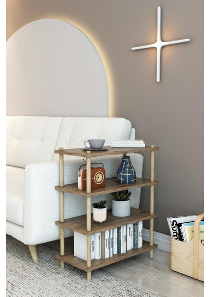 4 Katlı Dekoratif Raf Ahşap Kitaplık Minimalist Mobilya fiyatları