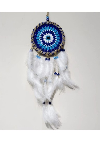 Nazar Boncuğu Desenli Dream Catcher El Yapımı Kuş Tüylü Rüya Kapanı Duvar Süsü fırsatları