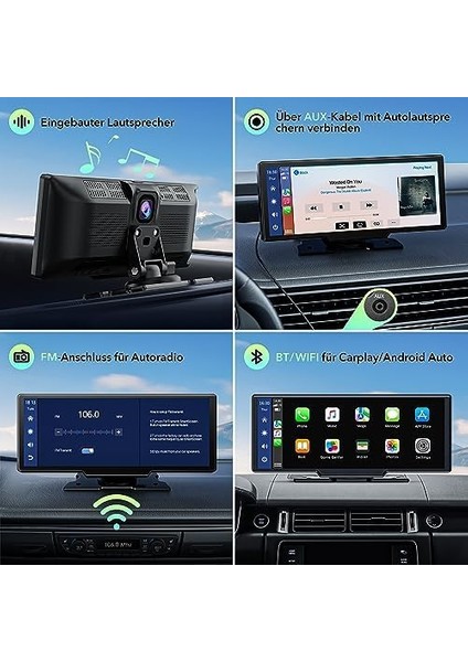 Kablosuz ve Auto, 2k Ön Dashcam'li Araba, Bluetooth 5.0/gps/fm/aux/mirror LINK/64G Tf Card ile Taşınabilir 9.26 Inç Full Hd Dokunmatik Ekran Monitör fiyatları