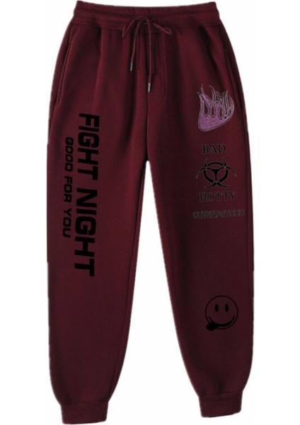 Punıx Büyük Beden Özel Üretim Fıght Nıght Baskılı %100 Pamuk Kışlık Yeni Trend Sokak Stil Erkek Eşofman Altı