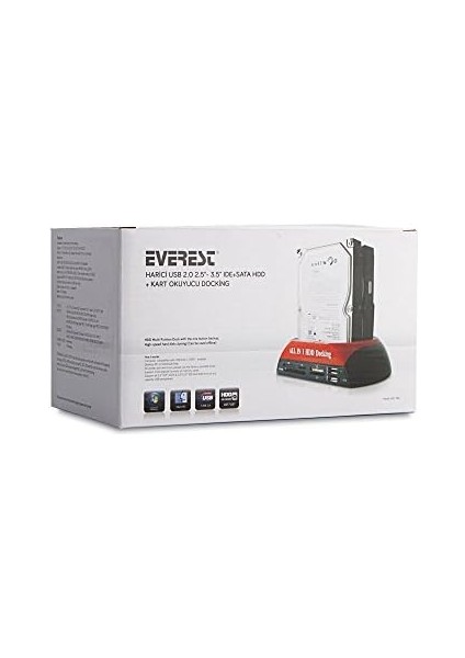 HDC-385 Harici USB 2.0 2.5"- 3.5" Ide+Sata HDD + Kart Okuyucu Docking modelleri