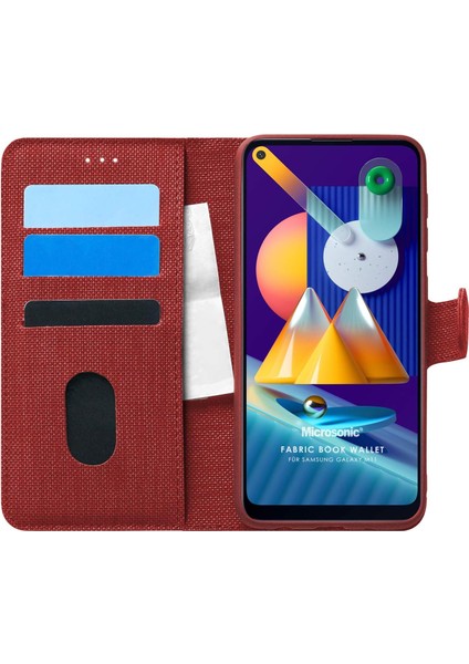 Galaxy M11 Için Kılıf Fabric Book Wallet Kırmızı [galaxy M11 ile Uyumlu Kılıf - Kırmızı]