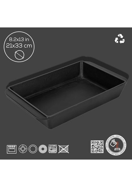 Döküm Dikdörtgen Rosto ve Fırın Tepsisi Döküm Demir Yekpare Çift Kulplu Ölçü 21X33CM. fiyatları