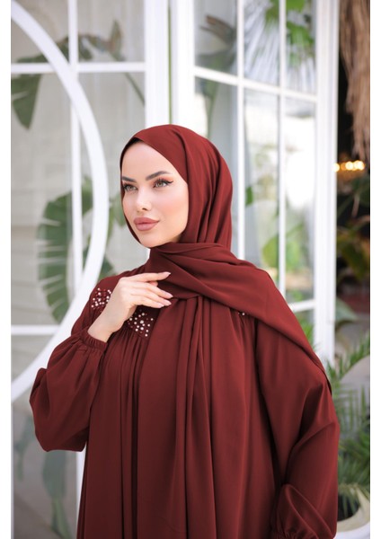 Bordo Robalı Boncuklu Ferace NSR5016 fiyatları