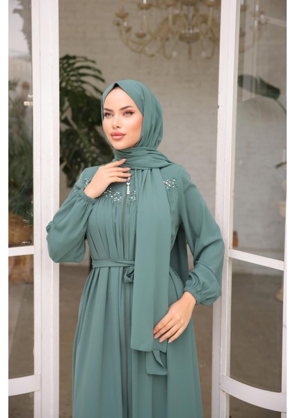 Mint Robalı Boncuklu Ferace NSR5016 modelleri