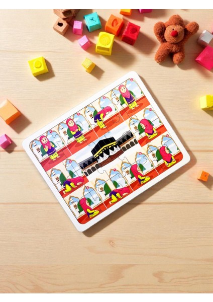 Eğitici Eğlenceli Renkli Abdest ve Namaz Puzzle Kız Çocuklar Için Ikili Oyuncak Seti modelleri