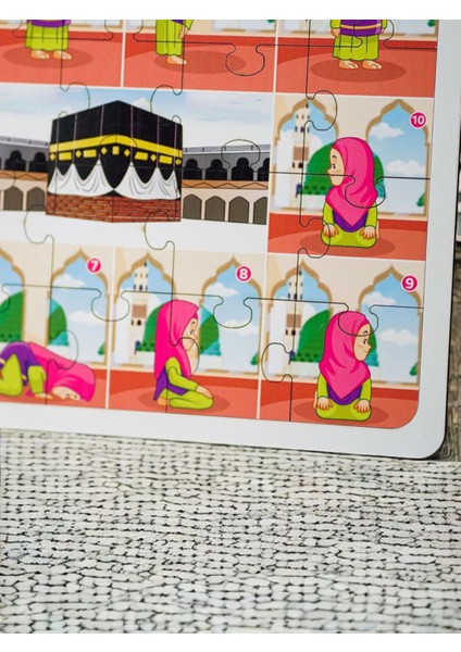 Eğitici Eğlenceli Renkli Abdest ve Namaz Puzzle Kız Çocuklar Için Ikili Oyuncak Seti fırsatları