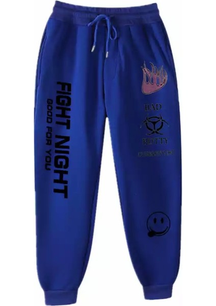 Punıx Büyük Beden Özel Üretim Fıght Nıght Baskılı %100 Pamuk Kışlık Yeni Trend Sokak Stil Erkek Eşofman Altı