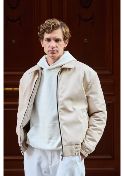 Erkek Limited Edition Deri Mont Ceket Taş