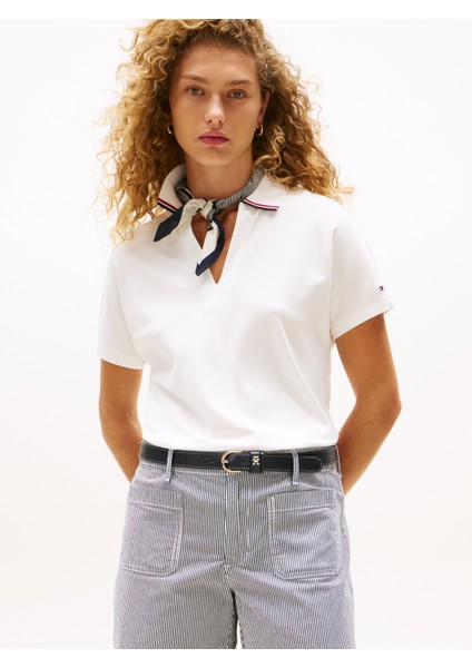 Lyocell Tıppıng Open Ss Polo Kadın Beyaz Polo - WW0WW46512 fiyatları