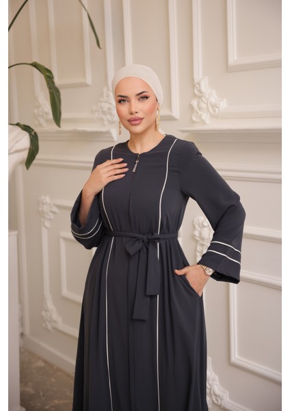 Ankanoor Antrasit Kol Ağzı ve Önü Çift Biyeli Ferace ANKA255045 fiyatları