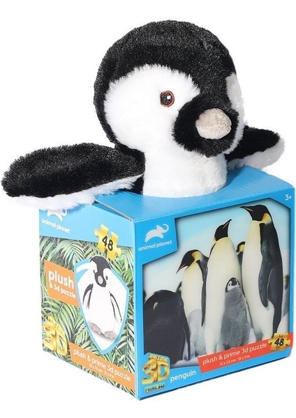 Prm 15809 Prime 3D Penguen Peluş ve Selfie 48 Parça Puzzle Kız Erkek Çocuk Oyuncak Eğitici Oyuncakla