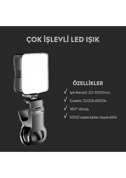 Şarj Edilebilir Selfie Işığı, Telefon Dizüstü Bilgisayar Tablet Için Klipsli Dolgu Işığı Video Konferans Için Taşınabilir Işık Canlı Akış Yakınlaştırma modelleri