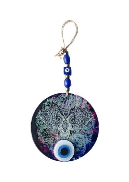 Fil Figürlü Nazar Boncuklu Füzyon Cam Duvar Süsü fiyatları