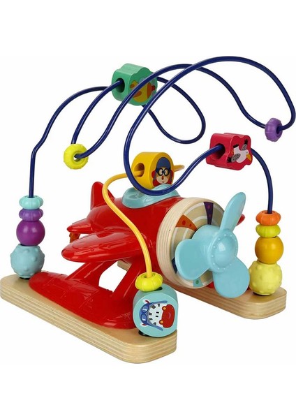 Tahta Ilk Uçağım Pervanesi Dönen Boncuk Labirenti Kız Erkek Çocuk Oyuncak Eğitici Oyuncaklar
