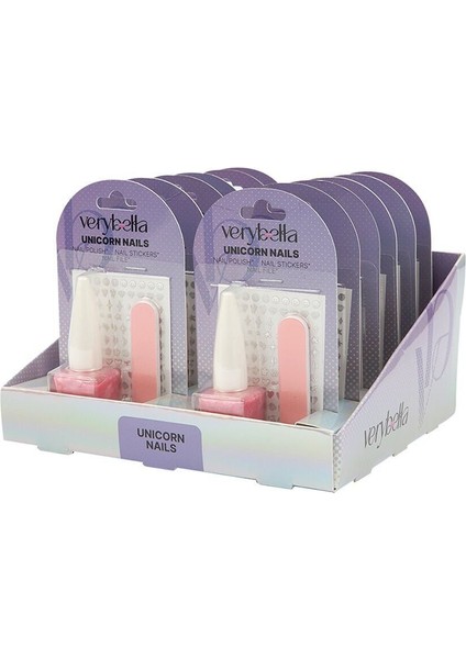 VRB48000 Very Bella - Unicorn Tırnak Seti (Oje+Kağıt Törpü) Kız Erkek Çocuk Oyuncak Eğitici Oyuncakl