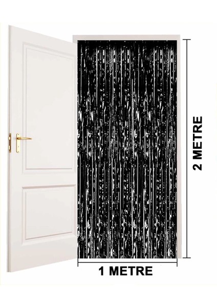 siyah renk ekstra metalize parlak saçaklı arka fon perde ıthal 1x2 metre fırsatları