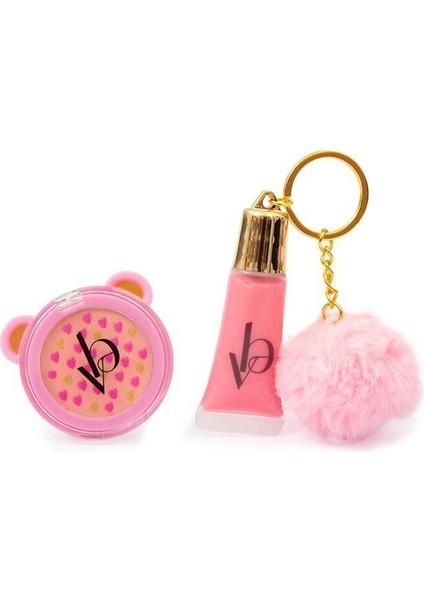 VRB27000 Very Bella - Parıltı Seti (Lip Gloss+Far+Ponpon Anahtarlık) Kız Erkek Çocuk Oyuncak Eğitici
