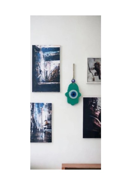 Nazar Boncuklu Jade Yeşili Fatma Ana Bereket Eli Cam Duvar Süsü fiyatları