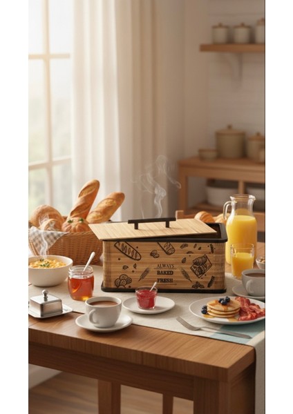 Kapaklı Ahşap Ekmeklik - Dekoratif Desenli Ekmek Saklama Kutusu - Lüx Büyük Ekmek Dolabı modelleri