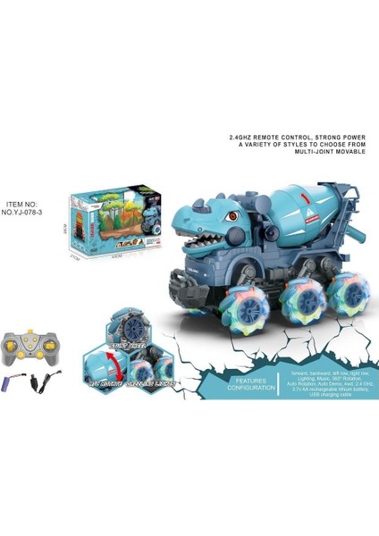 YJ-078-3 1:14 Uzaktan Kumandalı Full Fonksiyon 2.4g Dinozor Beton Mikseri Kız Erkek Çocuk Oyuncak Eğ fiyatları