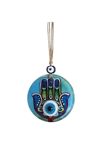 Fatma Ana Eli Desenli Nazar Boncuklu Duvar Süsü 10 cm Cam Duvar Dekoru indirimleri