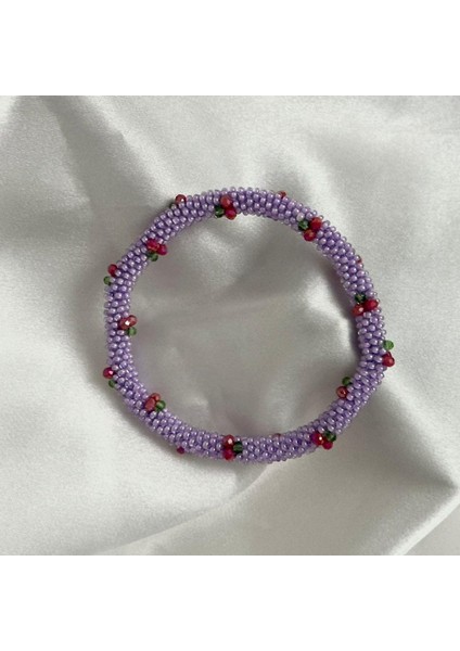 Kiraz El Işçiliği Kadın Bileklik Blk2 Lila Renk 19CM Takı fırsatları