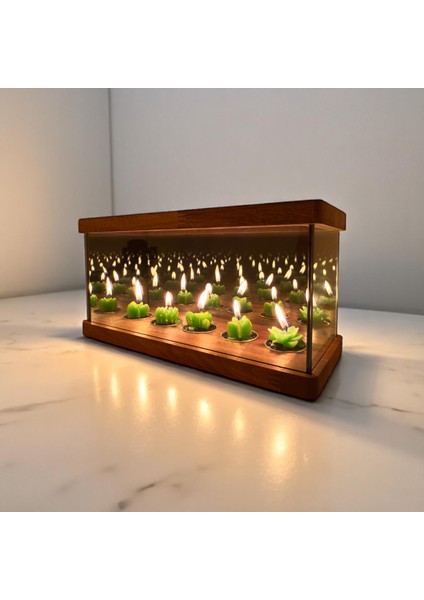 Nora -Sonsuzluk Aynalı Ahşap Dekoratif Tealight Mumluk