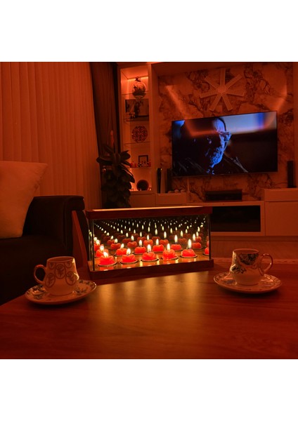 Nora -Sonsuzluk Aynalı Ahşap Dekoratif Tealight Mumluk indirimleri