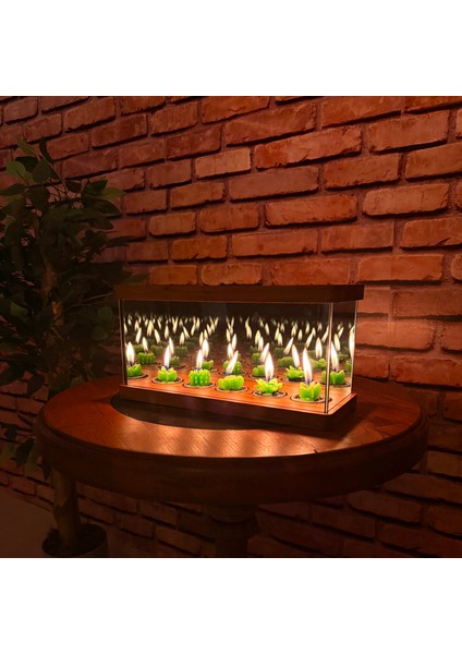Nora -Sonsuzluk Aynalı Ahşap Dekoratif Tealight Mumluk