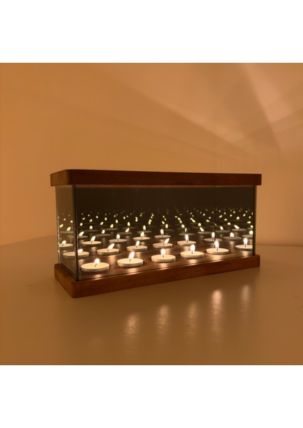 Nora -Sonsuzluk Aynalı Ahşap Dekoratif Tealight Mumluk