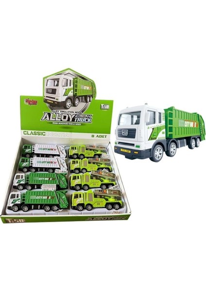 YH-711-57A Sürtmeli Metal 1:50 Çöp Kamyonu Kız Erkek Çocuk Oyuncak Eğitici Oyuncaklar
