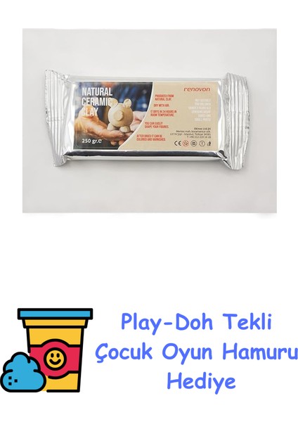 Seramik Kil Hamuru, Beyaz 250 gr Fırınlamaya Gerek Olmayan Güzel Sanatlar Figür Heykel Modelleme Oyun ve Montessori Sınıfları Için Toksik Olmayan Doğal Kil + Play-Doh Oyun Hamuru