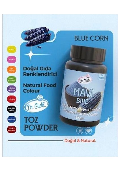 Doğal Toz Gıda Boyası Dr.gusto 25 gr Mavi