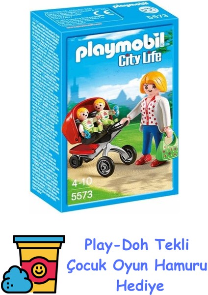 5573 City Life Ikiz Bebek Arabalı Anne + Play-Doh Oyun Hamuru